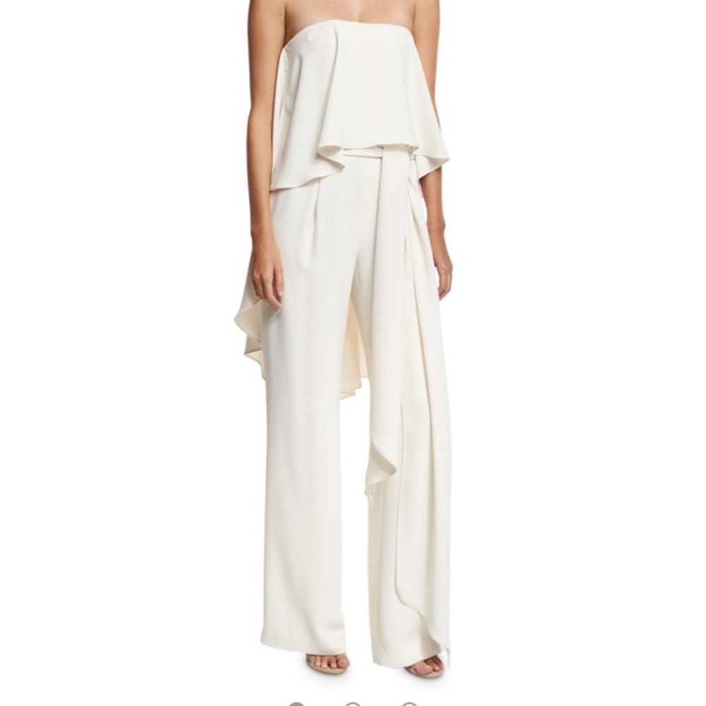 Halston Heritage White Strapless Jumpsuit